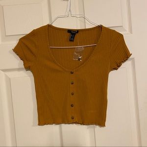 Mustard color buttoned crop top. New, never worn